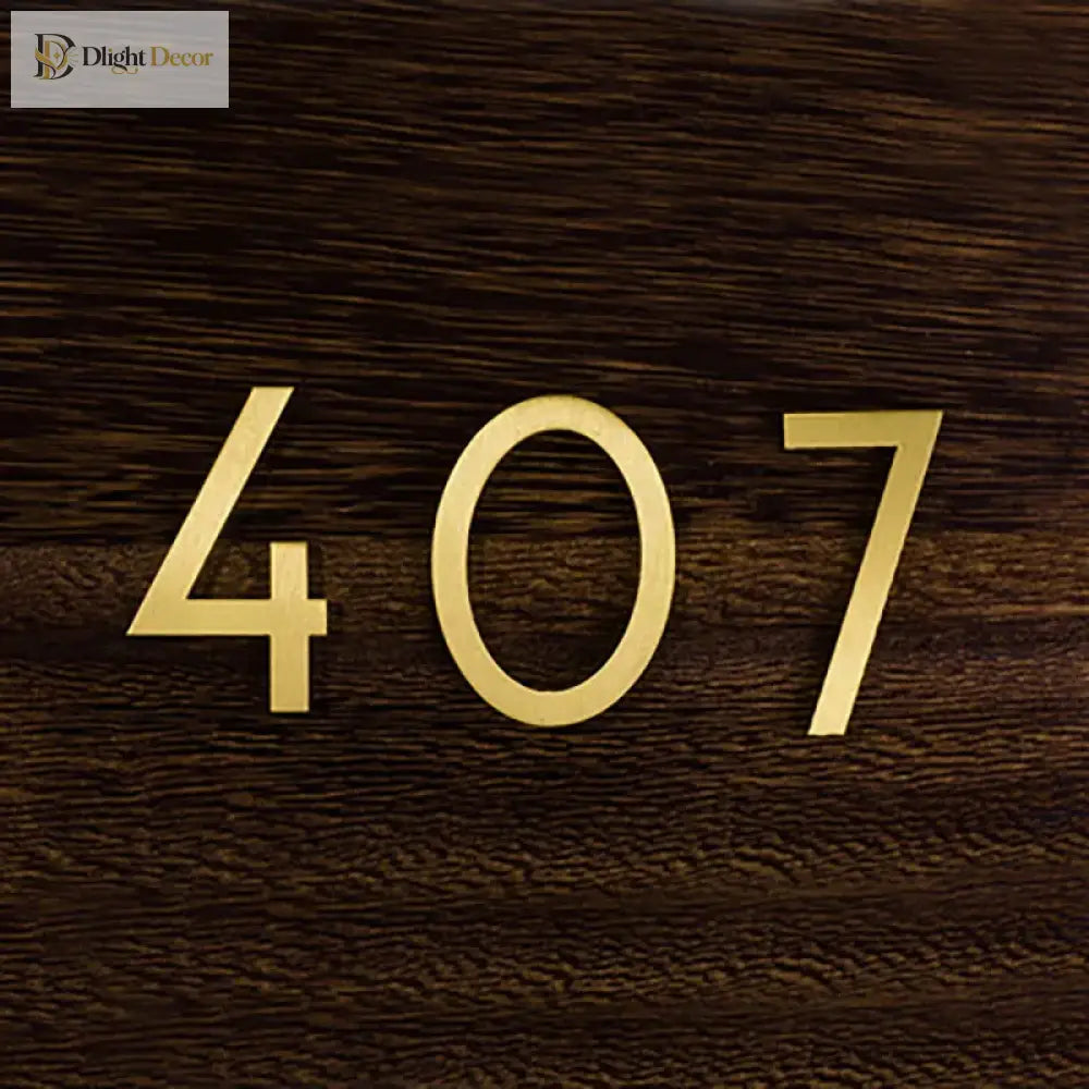 Golden Brass Door Numbers – Custom Decorative Wall Figures for Villas Hotels and Dormitories (5cm/7cm)