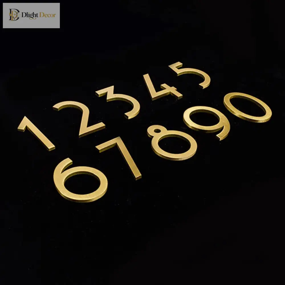 Golden Brass Door Numbers – Custom Decorative Wall Figures for Villas Hotels and Dormitories (5cm/7cm)