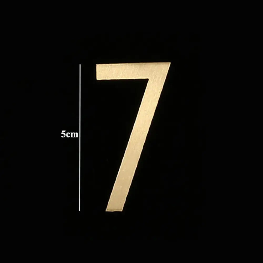 Golden Brass Door Numbers – Custom Decorative Wall Figures for Villas Hotels and Dormitories (5cm/7cm) 5cm 7