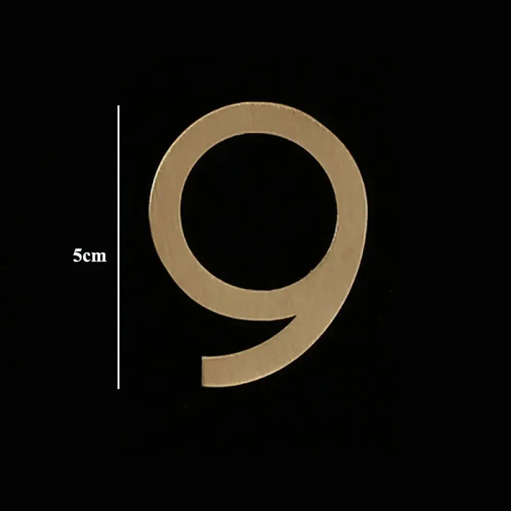 Golden Brass Door Numbers – Custom Decorative Wall Figures for Villas Hotels and Dormitories (5cm/7cm) 5cm 9