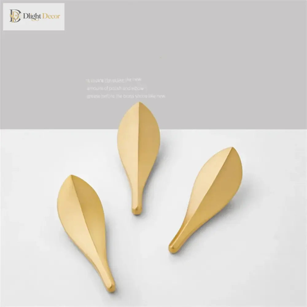 Golden Leaf Drawer Handles - Zinc Alloy Light Luxury Cabinet Knobs for Furniture Handles