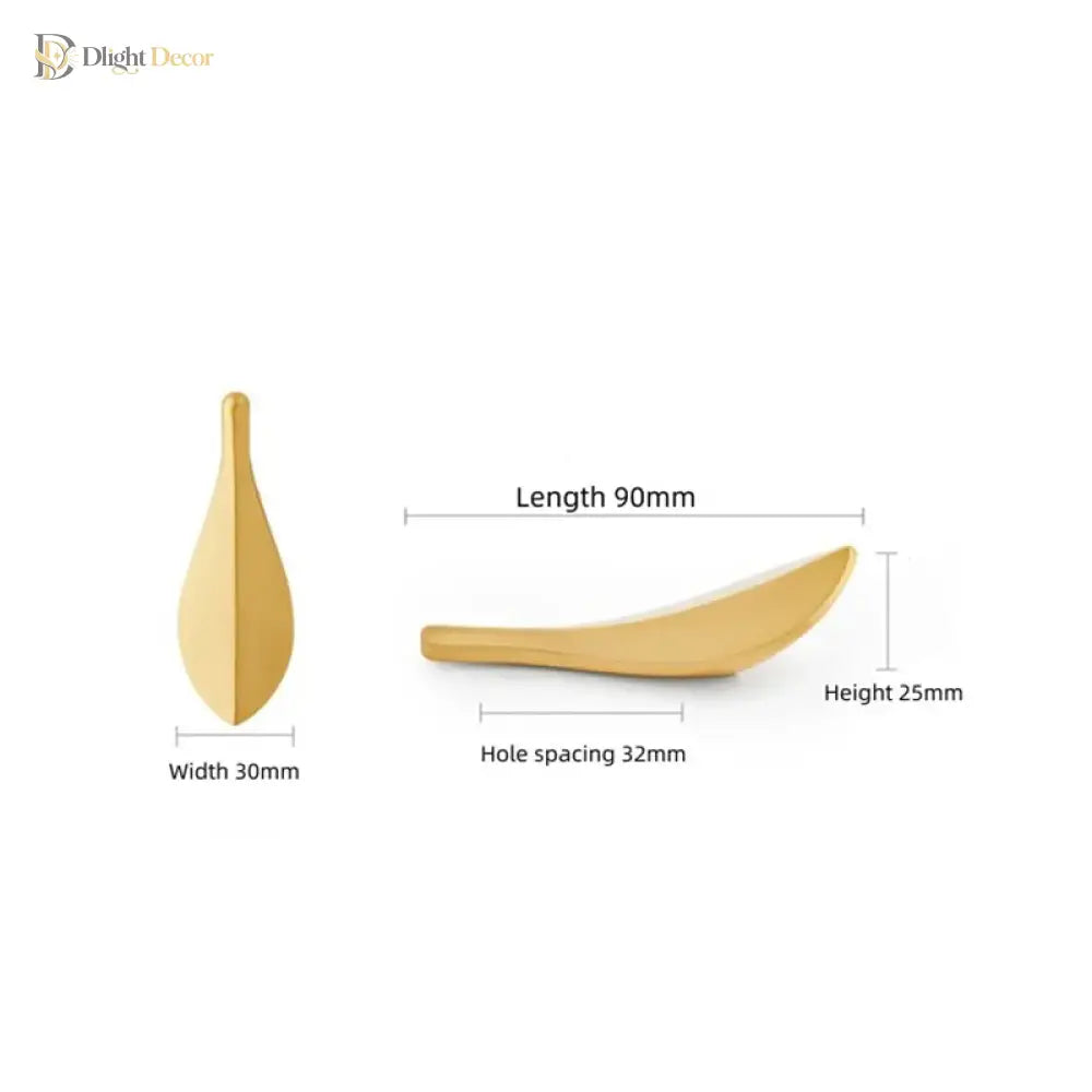 Golden Leaf Drawer Handles - Zinc Alloy Light Luxury Cabinet Knobs for Furniture Handles