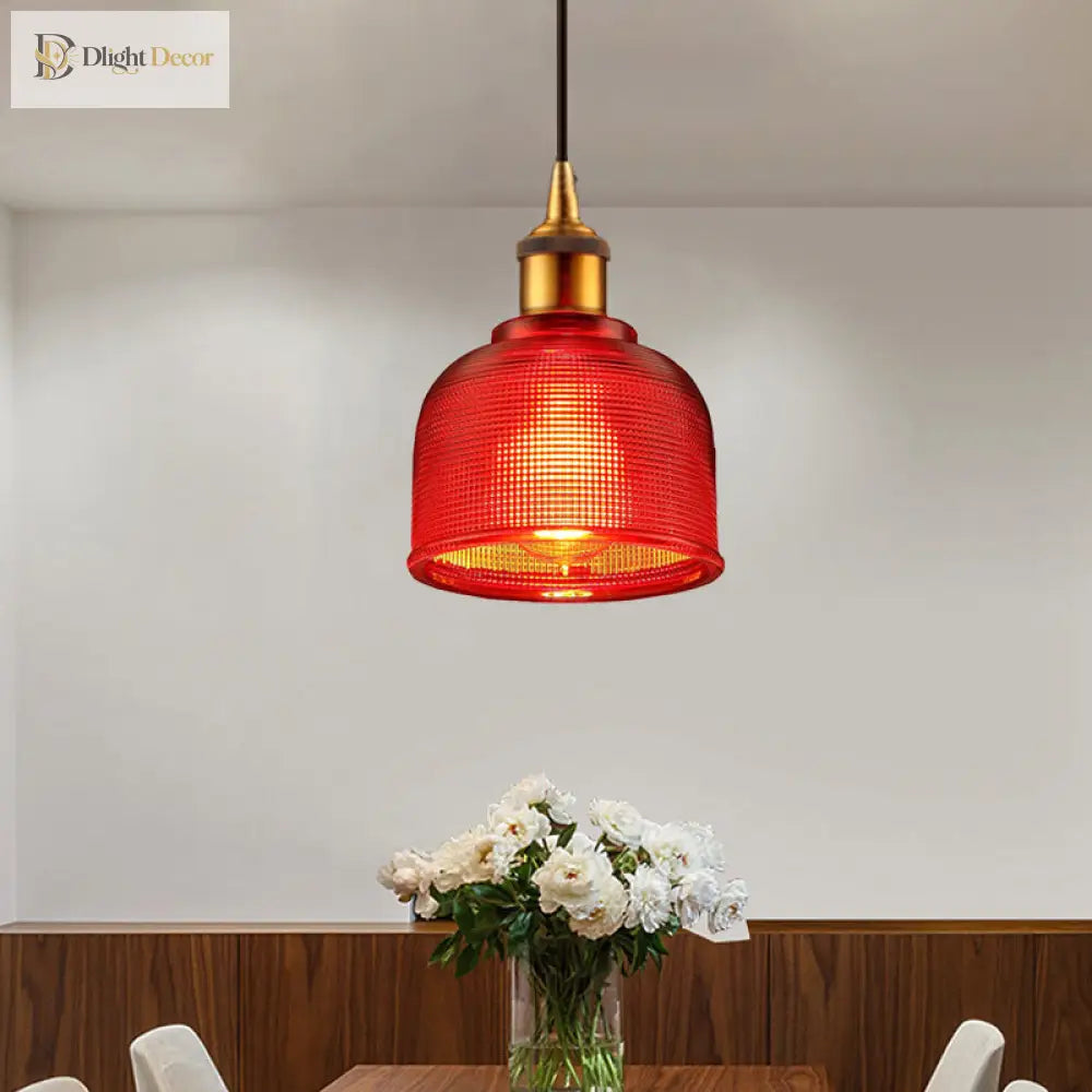 Sadie Modern Glass Pendant - Grid Design In Striking Colors