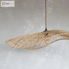 Handmade Art Rattan Pendant Lamp - Oriental Water Pattern Luminaire For Elegant Living Room And