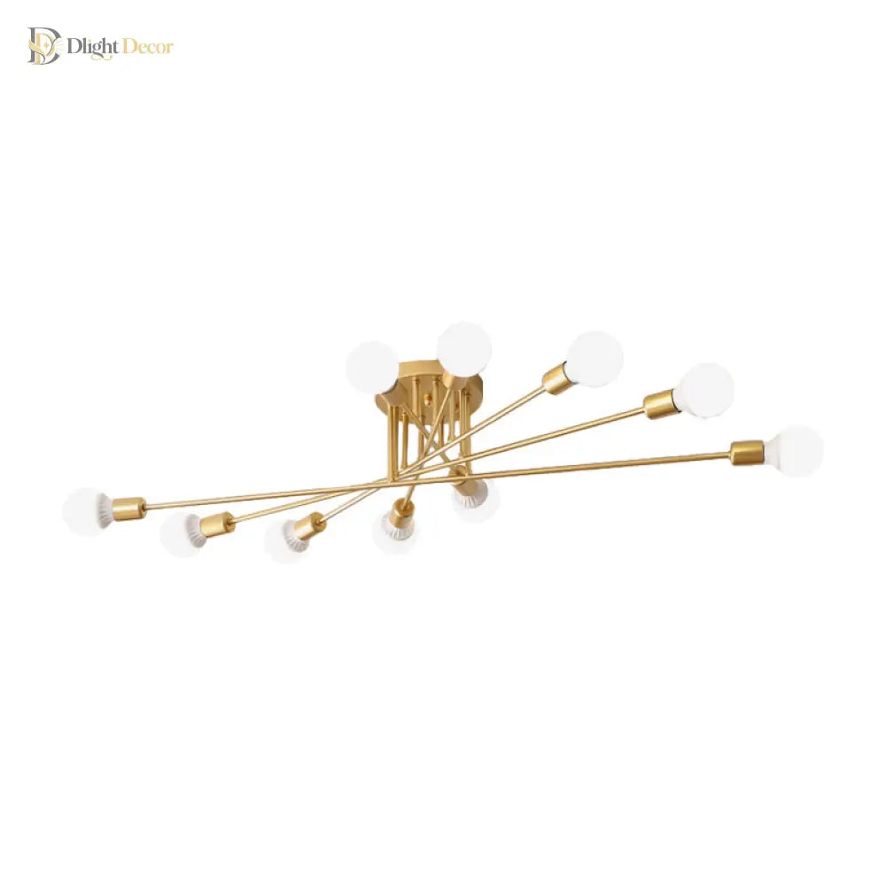 Haven Modern Semi - Flush Mount Chandelier: Bold Style With Exposed Bulbs For Your Bedroom