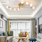 Haven Modern Semi - Flush Mount Chandelier: Bold Style With Exposed Bulbs For Your Bedroom