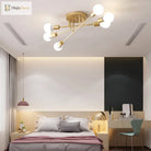 Haven Modern Semi - Flush Mount Chandelier: Bold Style With Exposed Bulbs For Your Bedroom