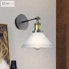 Hazel Brass Cone Wall Sconce - Industrial Chic With Frosted Glass