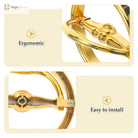 Gold door knocker ring highlighting ergonomic and easy-install design