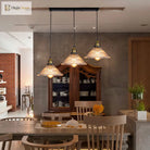 Illuminate Your Dining Room With Industrial Elegance: The 3 - Light Brass Cone Pendant Ribbed Glass