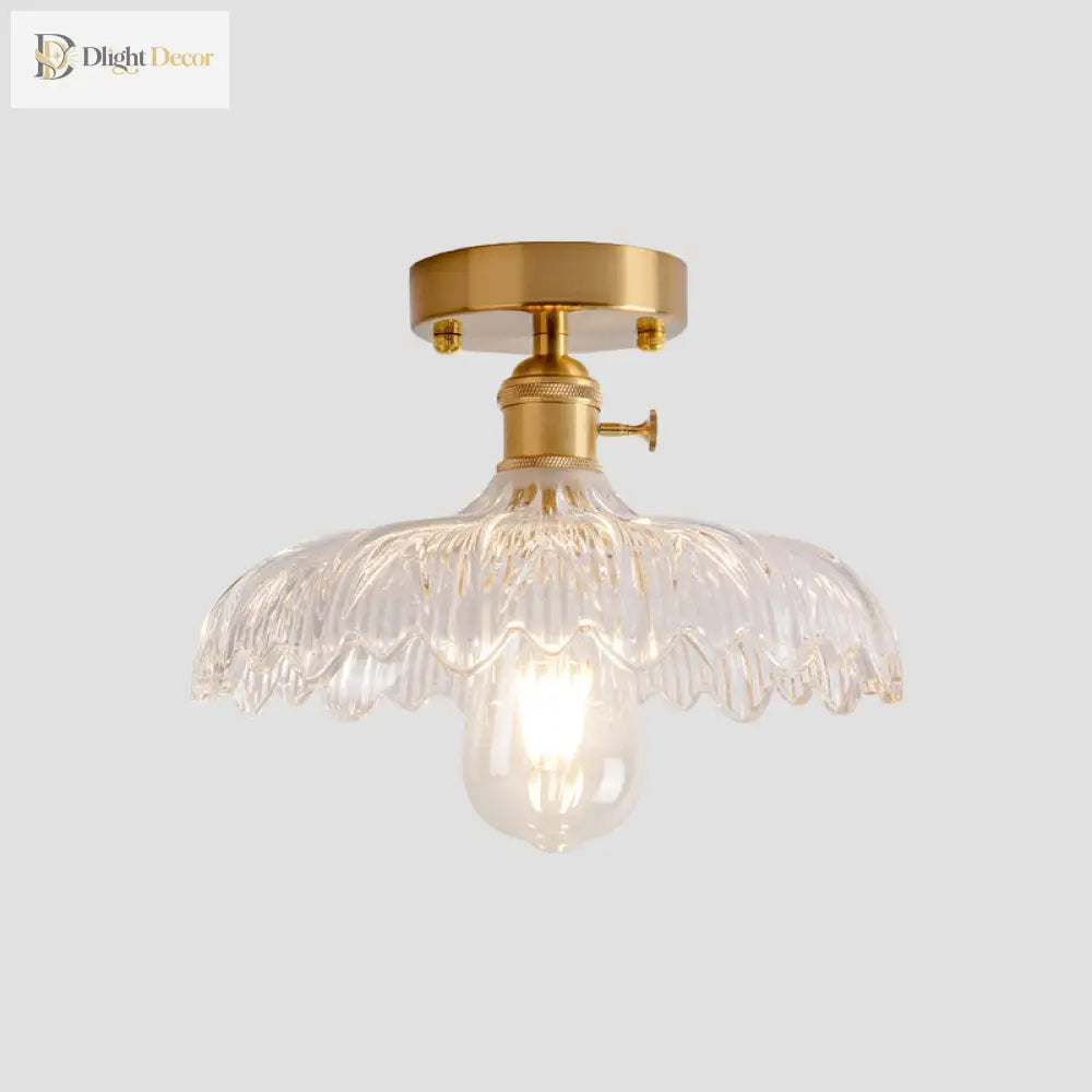 Illuminate Your Living Room With Industrial Charm: The Modern Brass Semi - Flush Ceiling Light