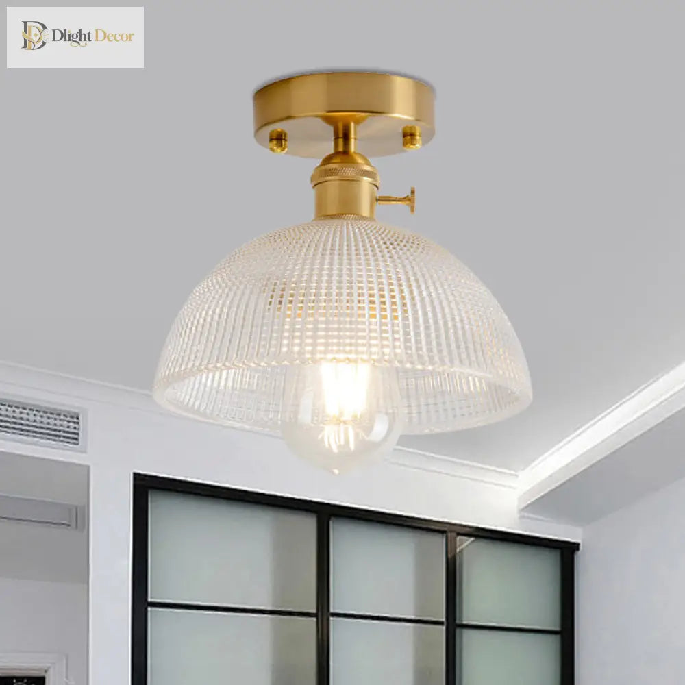 Illuminate Your Living Room With Industrial Charm: The Modern Brass Semi - Flush Ceiling Light