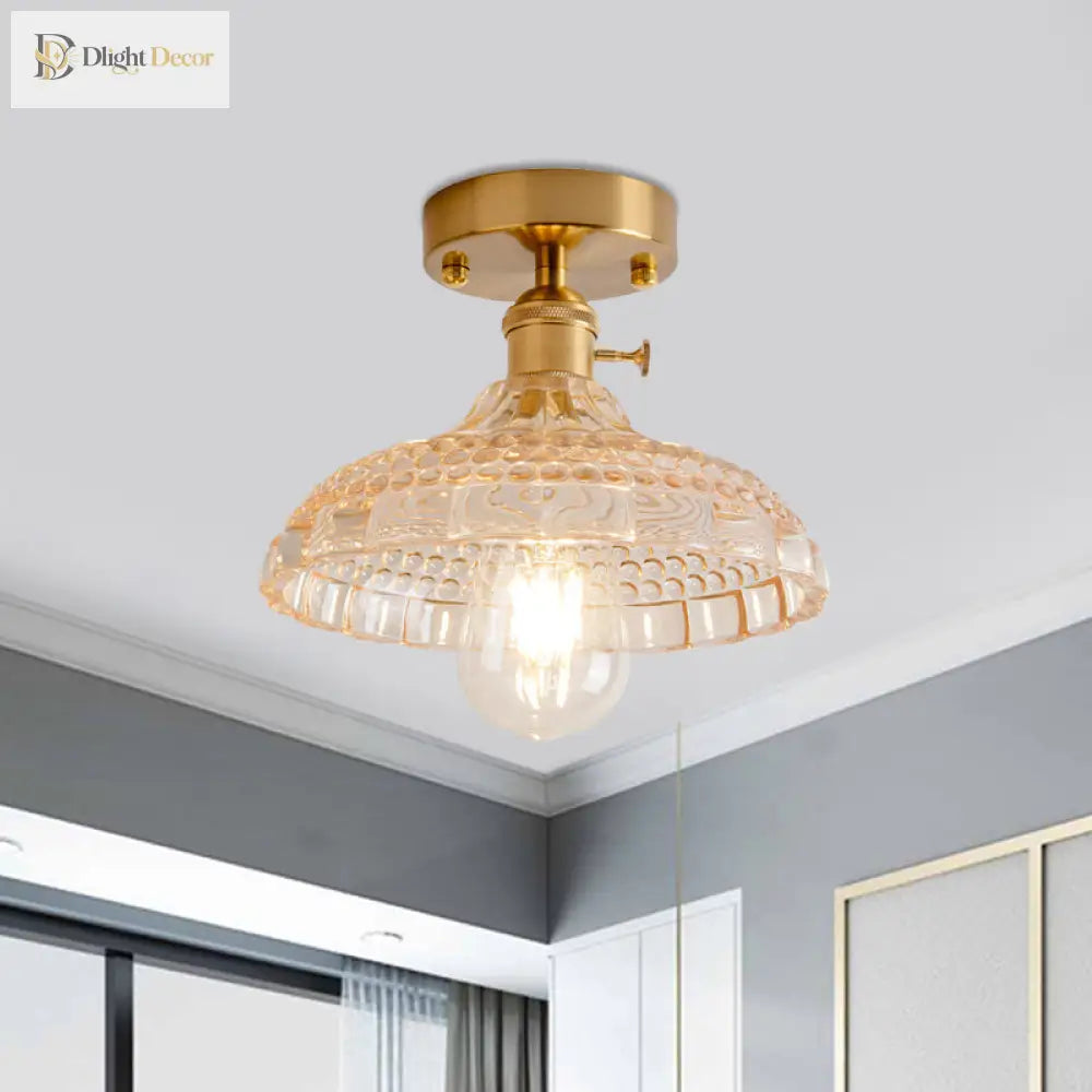 Illuminate Your Living Room With Industrial Charm: The Modern Brass Semi - Flush Ceiling Light