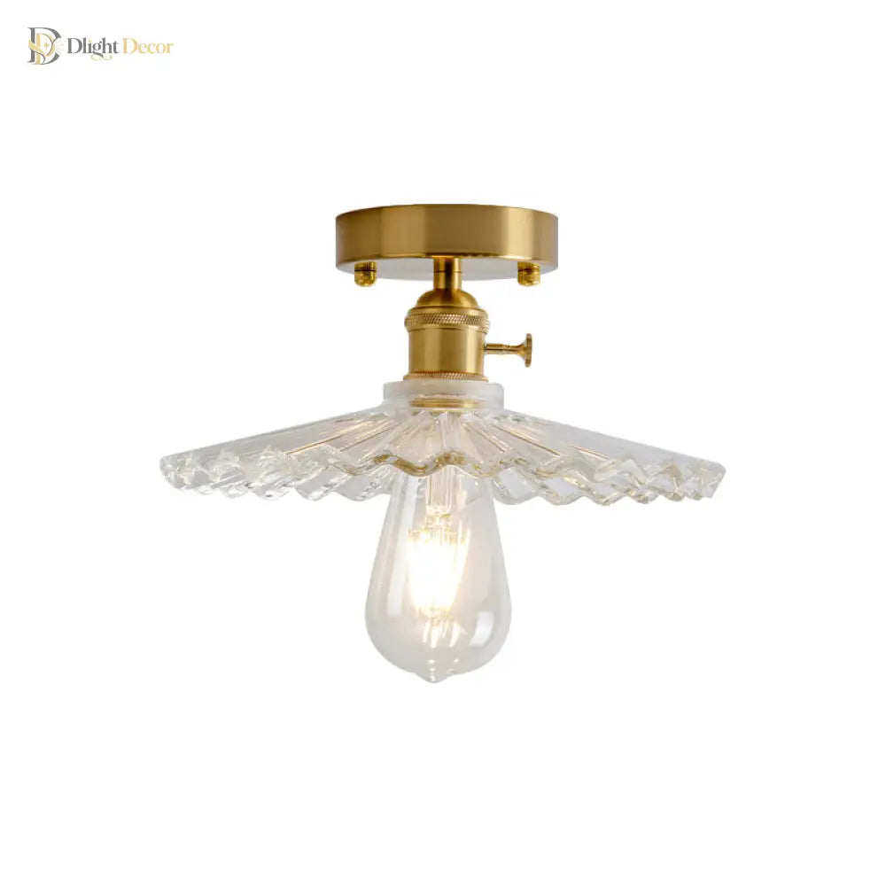 Illuminate Your Living Room With Industrial Charm: The Modern Brass Semi - Flush Ceiling Light