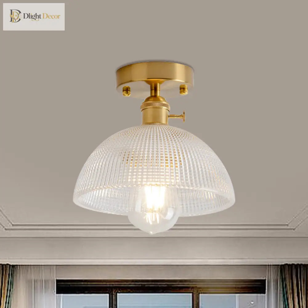 Illuminate Your Living Room With Industrial Charm: The Modern Brass Semi - Flush Ceiling Light