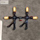 Illuminate Your Space With Industrial Charm: The 4 - Bulb Black Water Pipe Wall Sconce Lamp