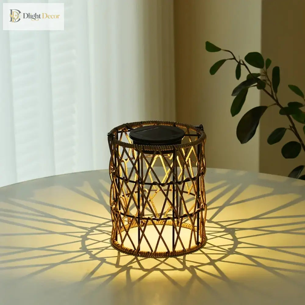 Imitation Rattan Solar Landscape Lamp - Waterproof Yard Lantern For Outdoor Decor Floor Lamp