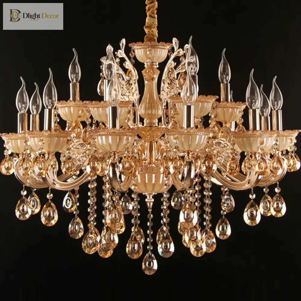 Immerse Your Space In Warm Elegance: The Gold Amber Glass Candle Chandelier
