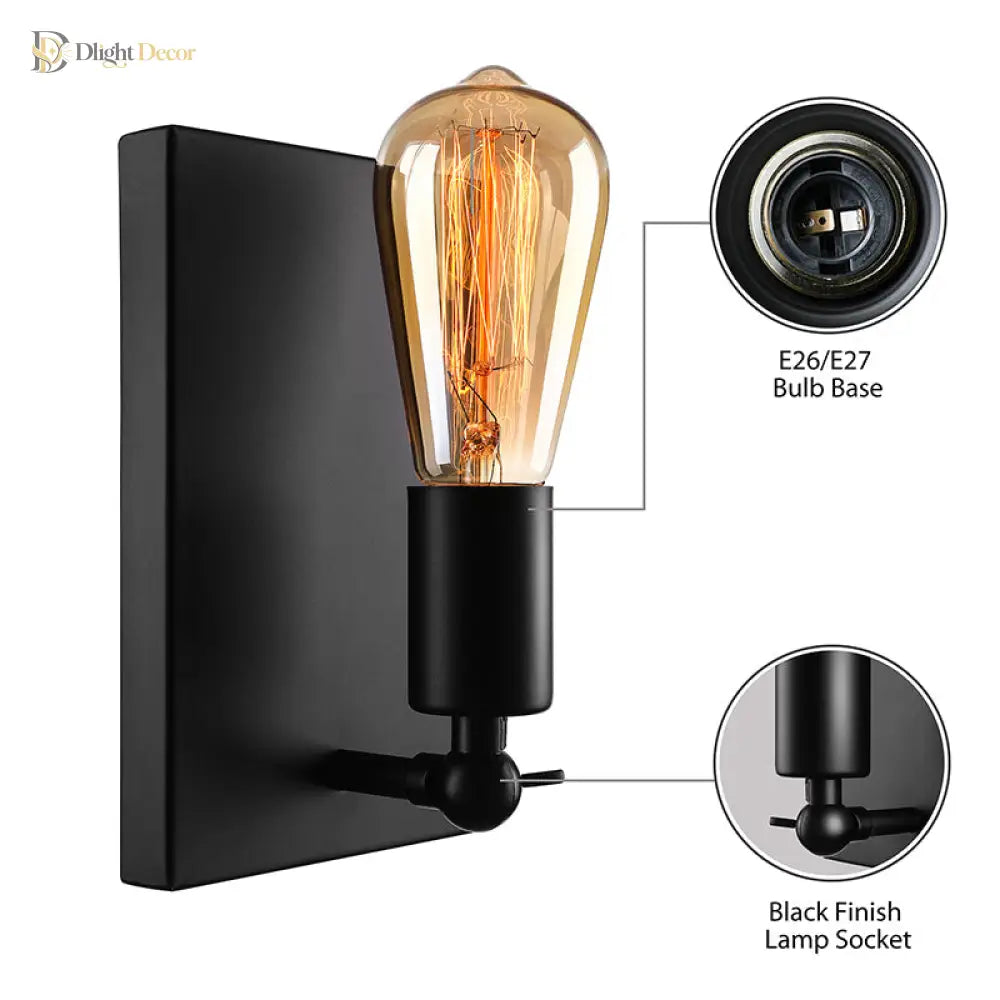 Industrial Charm For Your Dining Room: The Black Wall Lamp With Exposed Bulb