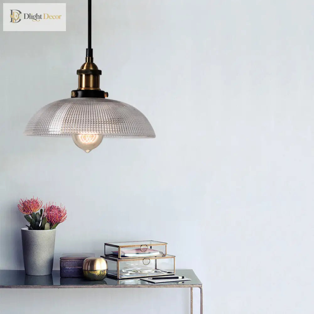 Sabelle’s Grid Glass Ceiling Light With Brass Bowl Shade - Industrial Elegance For Kitchens
