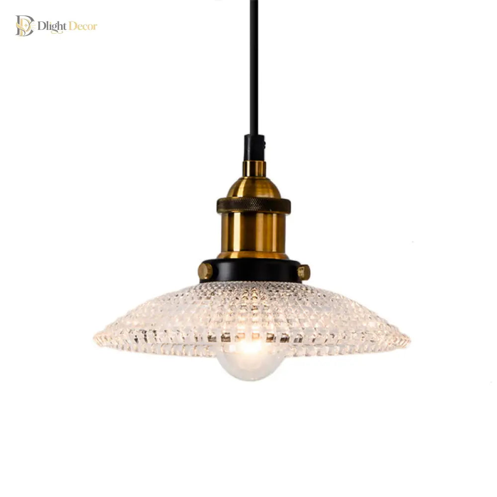Sabelle’s Grid Glass Ceiling Light With Brass Bowl Shade - Industrial Elegance For Kitchens