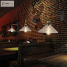 Industrial Elegance: Brass Cone Wall Sconce With Clear Ribbed Glass
