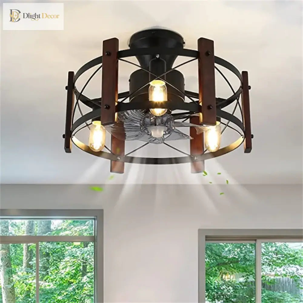 Modern Retro Ceiling Fan Light American Industrial Vintage Lamp 110V 260V Dining Room Bedroom