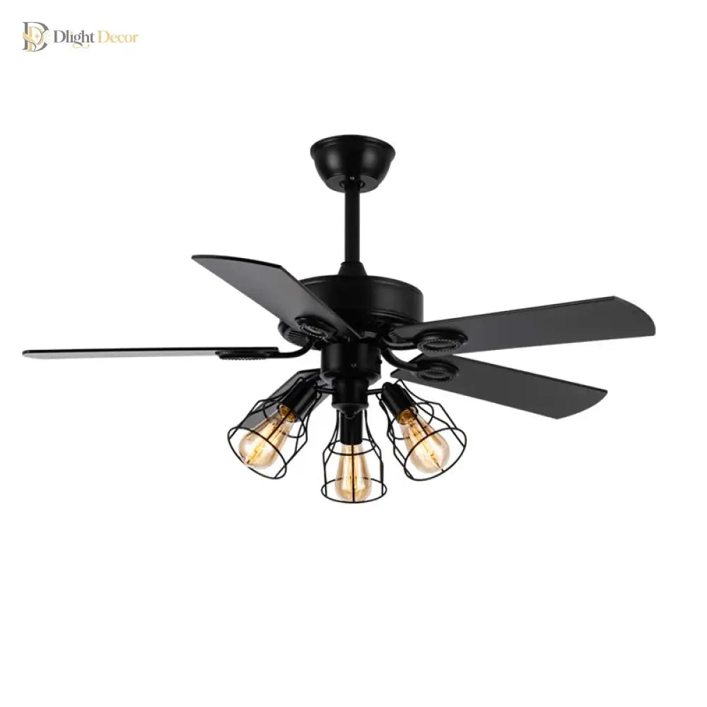 Black Ceiling Fans With Lights Remote Industrial Vintage Postmodern Fan Lamp For Kitchen Island
