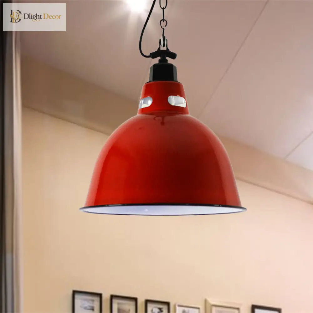 Industrial Brilliance: The Red Dome Shade Pendant Lamp