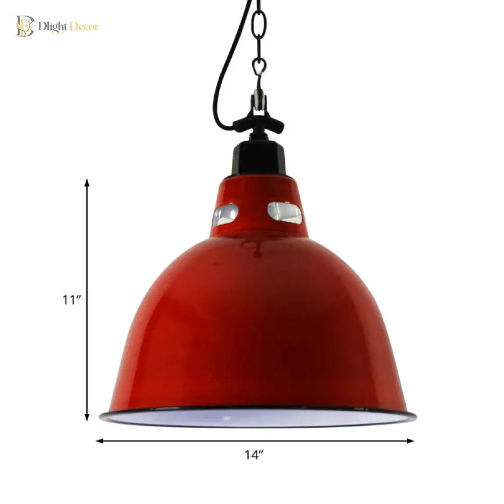 Industrial Brilliance: The Red Dome Shade Pendant Lamp