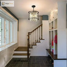 Industrial farmhouse chandelier ceiling fixture detail
