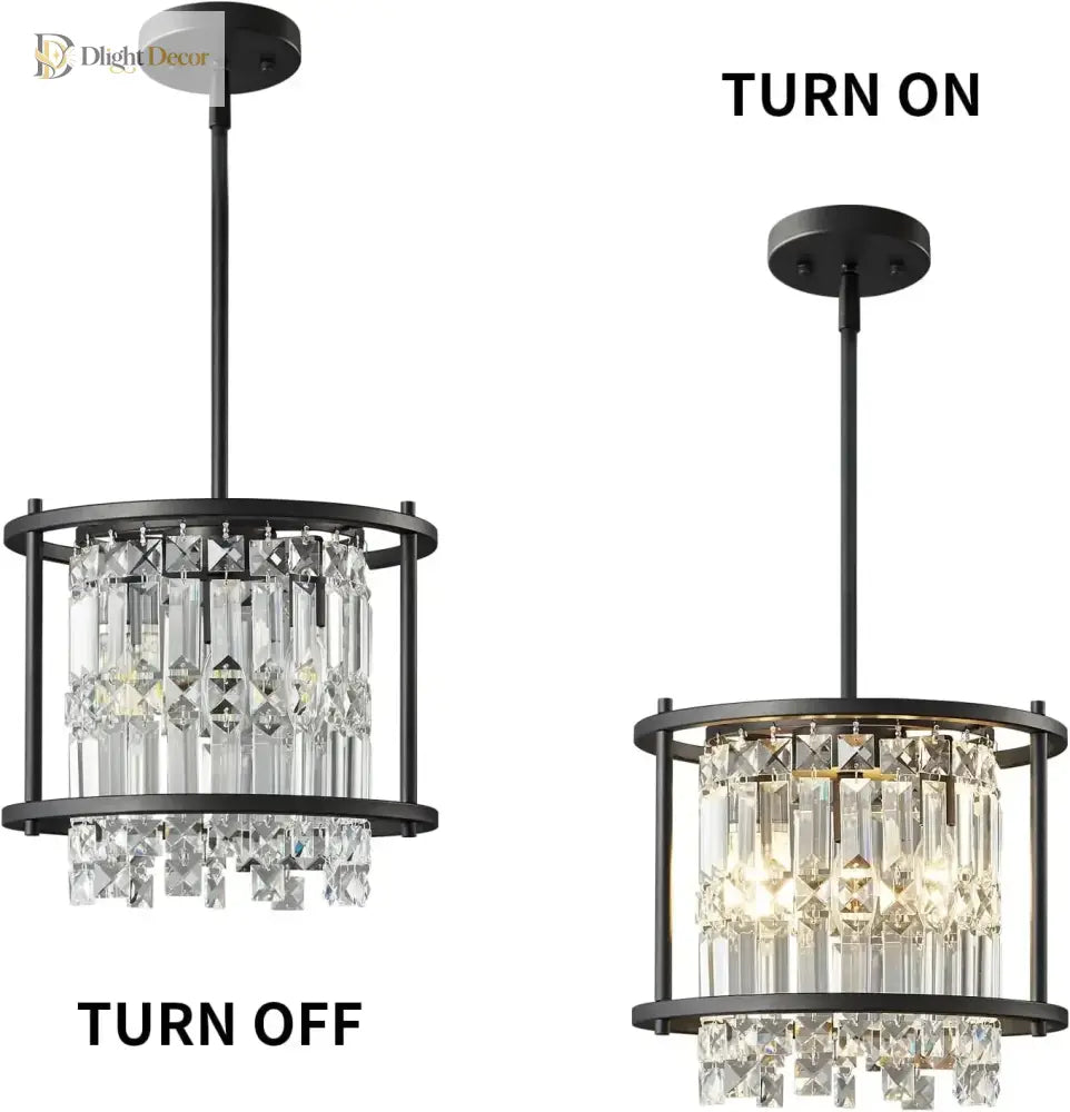 Black metal and crystal farmhouse chandelier for living room