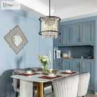 Crystal pendant chandelier with farmhouse industrial styling