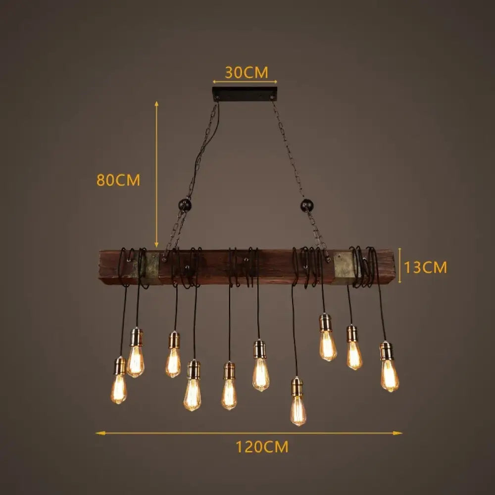 Vintage Wood Industrial Pendant Chandelier – configuration option 7