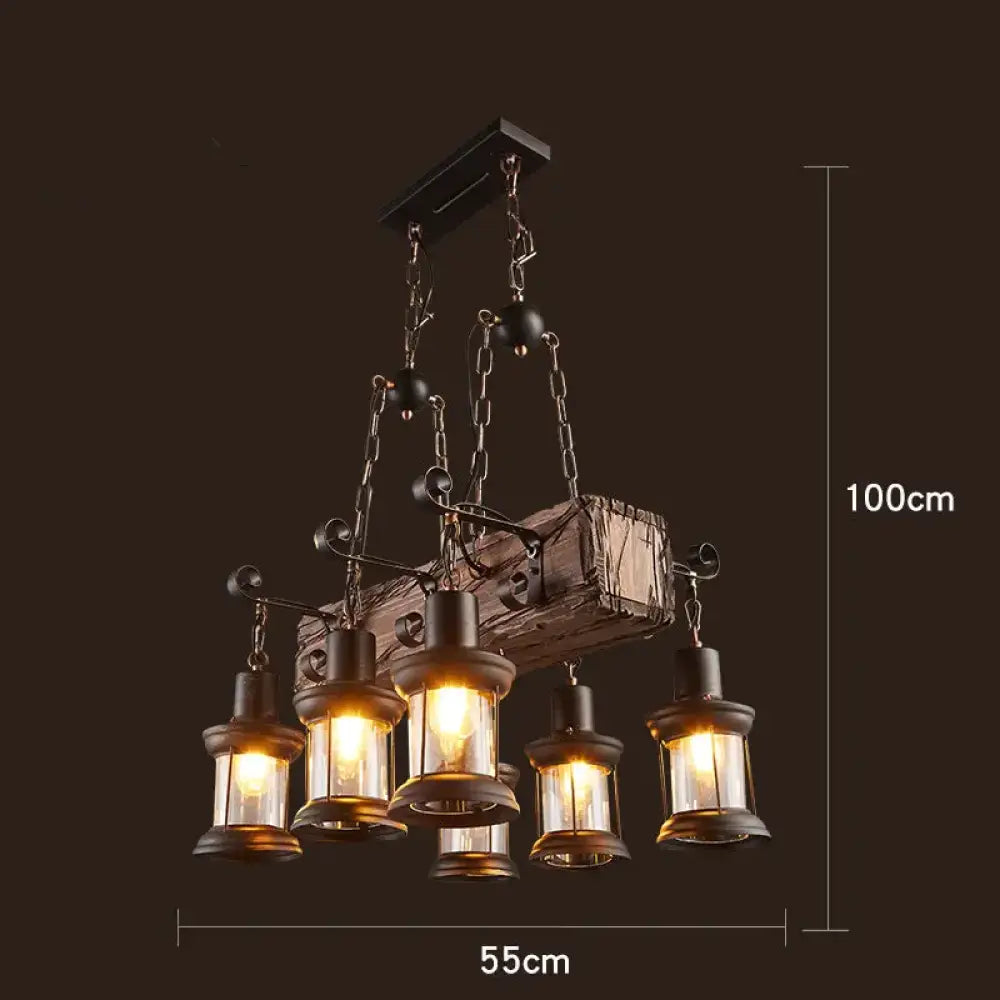 Vintage Wood Industrial Pendant Chandelier – configuration option 19