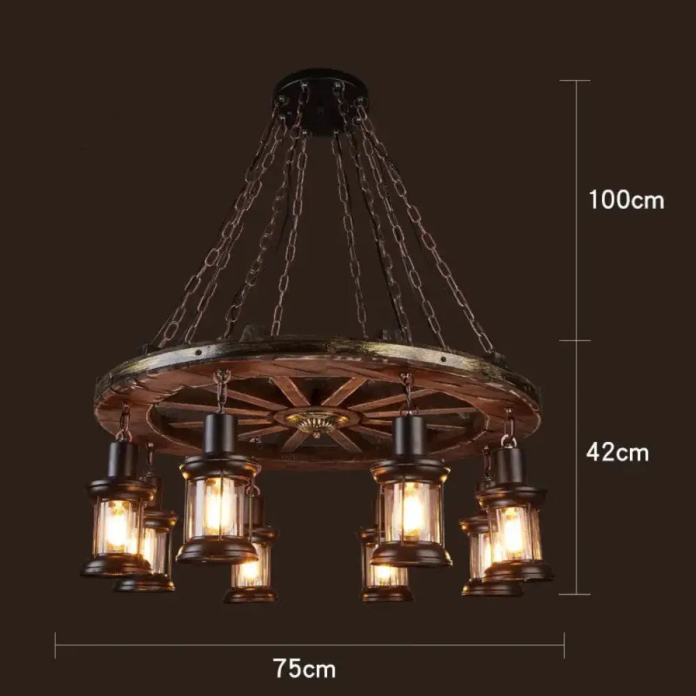 Vintage Wood Industrial Pendant Chandelier – configuration option 22