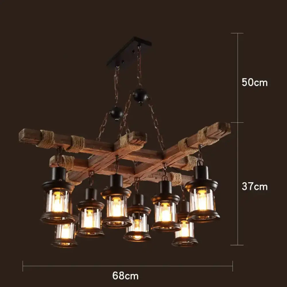 Vintage Wood Industrial Pendant Chandelier – configuration option 8