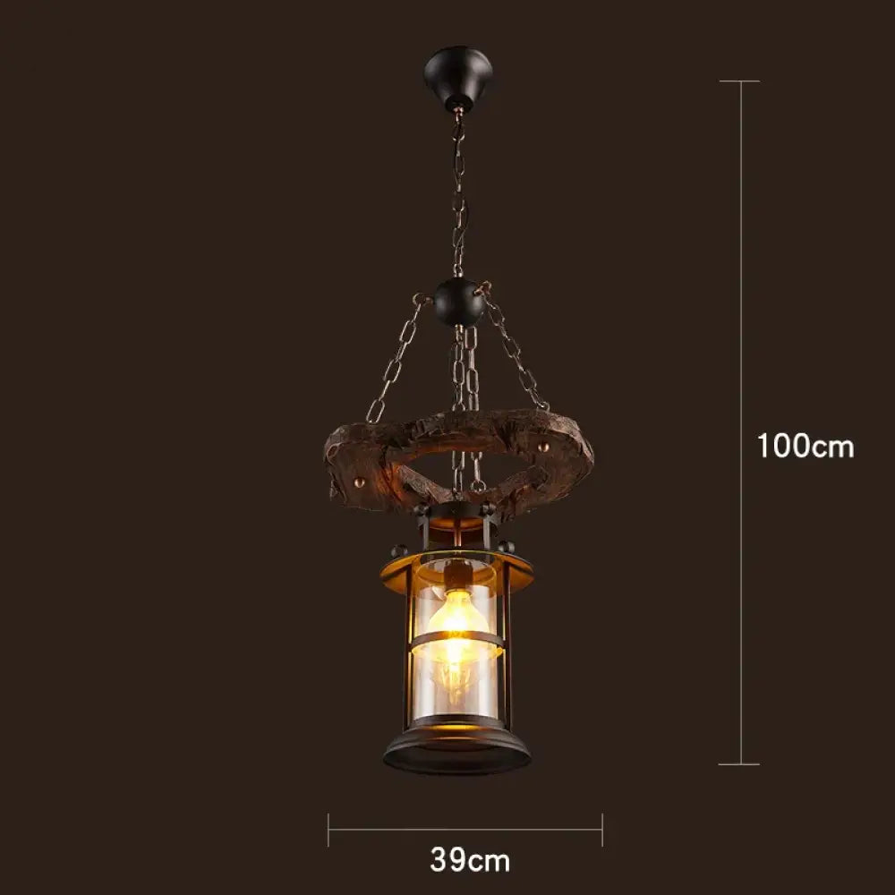 Vintage Wood Industrial Pendant Chandelier – configuration option 11