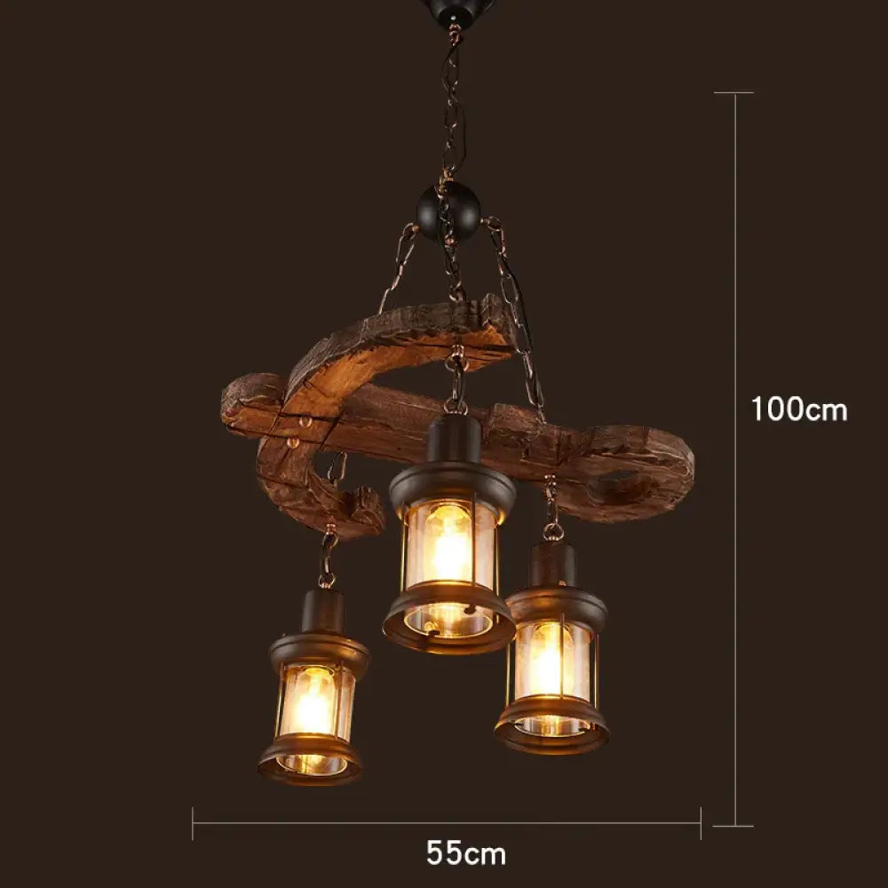 Vintage Wood Industrial Pendant Chandelier – configuration option 12