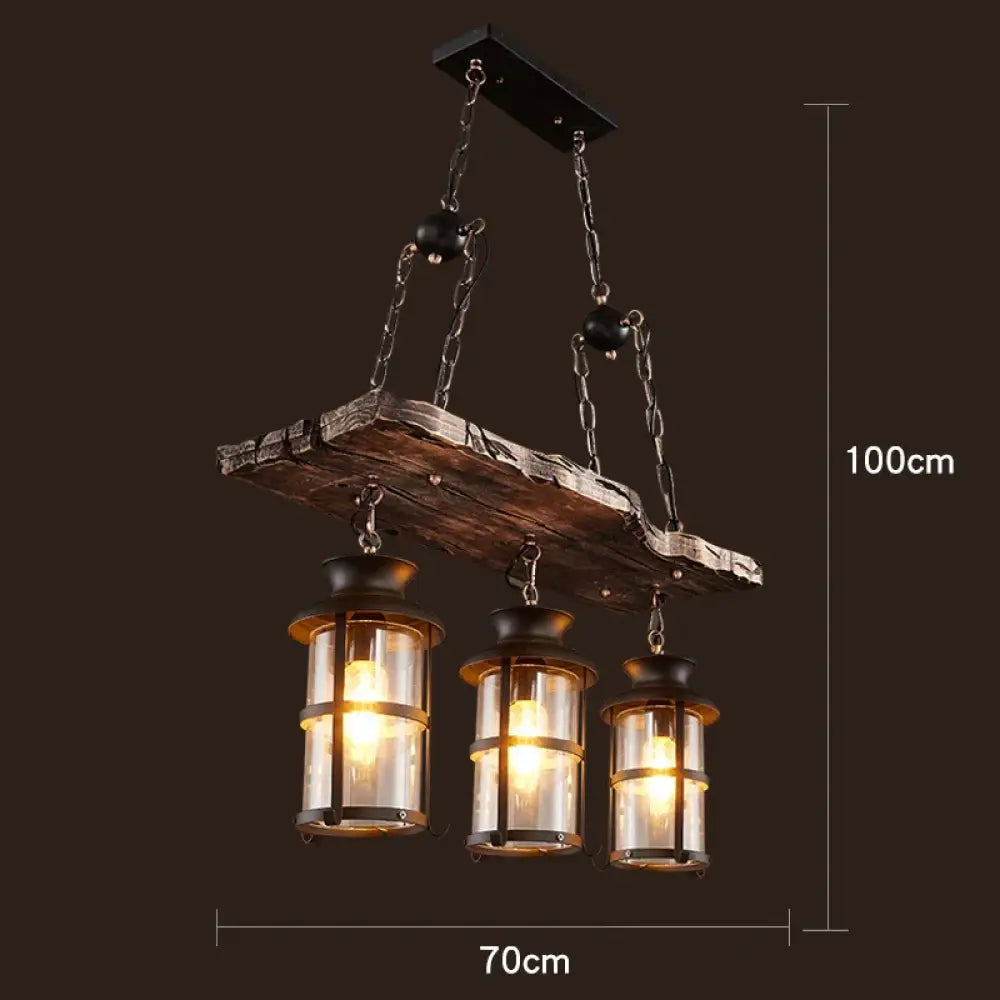 Vintage Wood Industrial Pendant Chandelier – configuration option 13