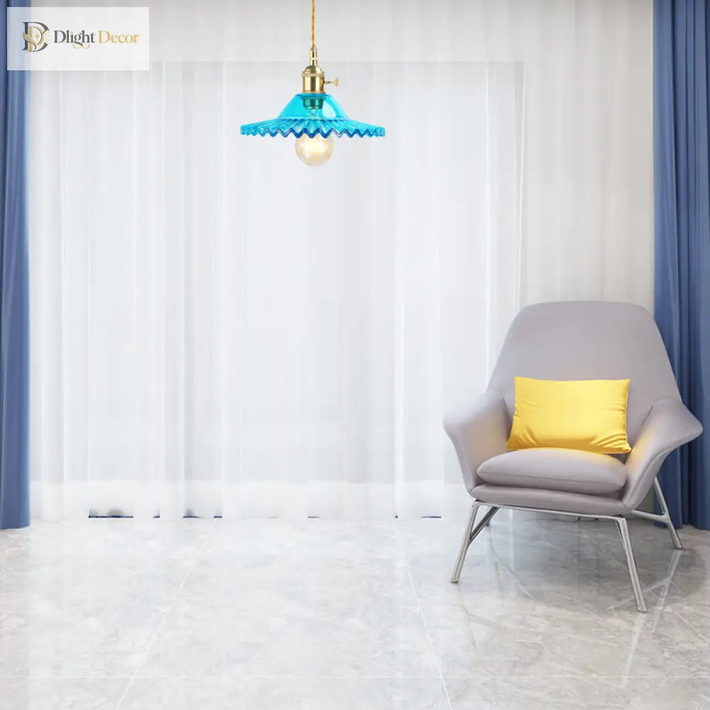 Introducing ’Beatrice’ - The Industrial Scalloped Pendant Light (Blue Prismatic Glass)