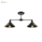 Jackson - Industrial Double Conic Semi - Flush Mount Ceiling Light (2 - Light Black)