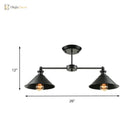 Jackson - Industrial Double Conic Semi - Flush Mount Ceiling Light (2 - Light Black)