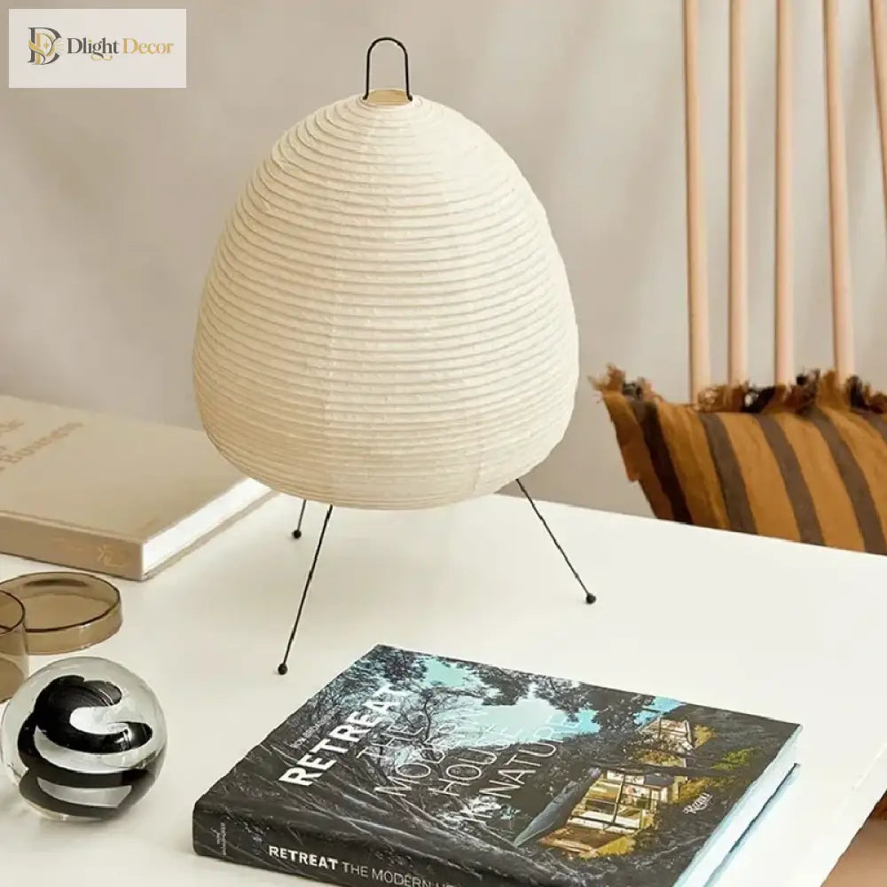 Japanese Rice Paper Lantern Led Table Lamp - Artistic Decor For Living Room Bedroom And Study