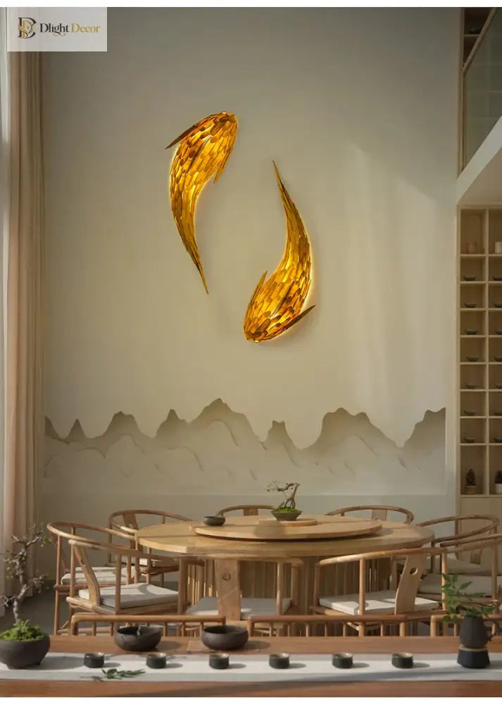 Dlight Decor Japanese Fish Wall Lamp Sculpture Wall Art