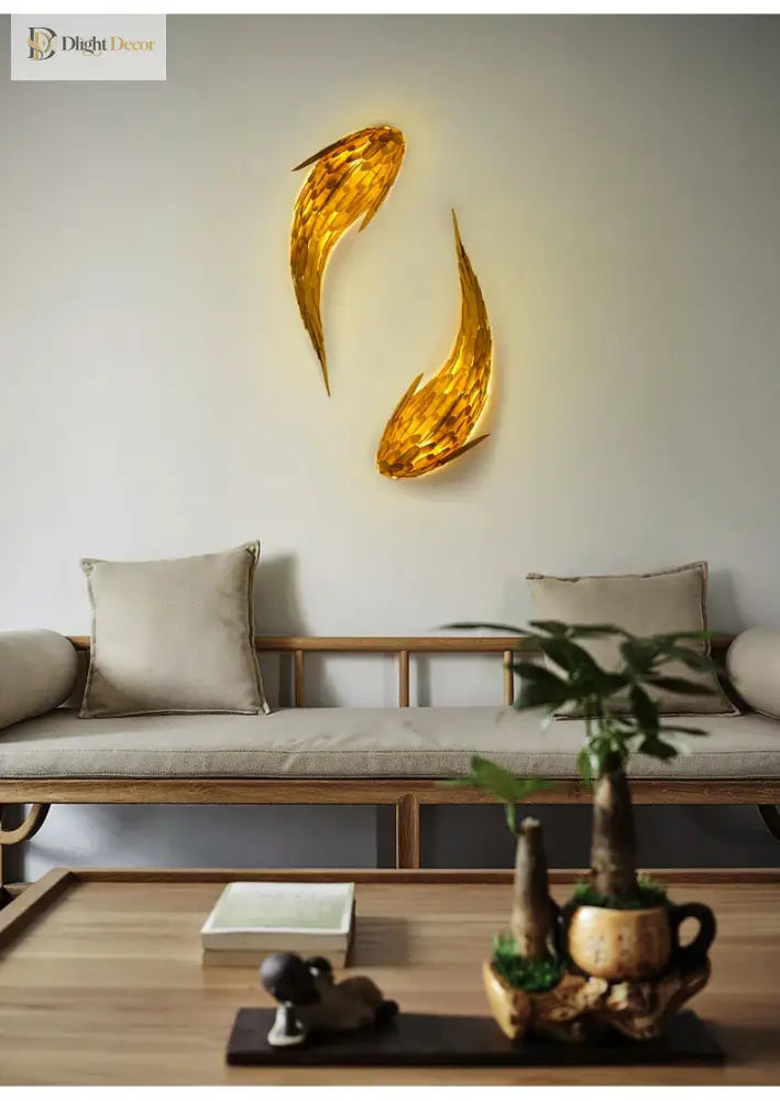 Dlight Decor Japanese Fish Wall Lamp Sculpture Wall Art