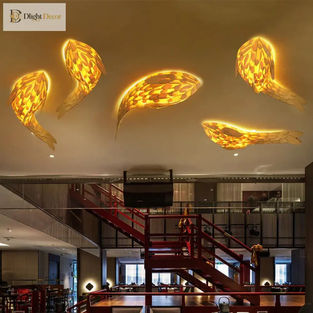 Dlight Decor Japanese Fish Wall Lamp Sculpture Wall Art