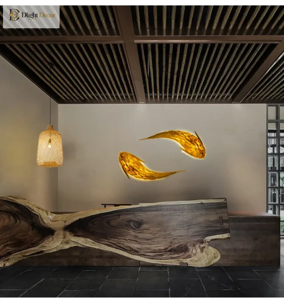 Dlight Decor Japanese Fish Wall Lamp Sculpture Wall Art