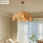 Japanese Style Handmade Woven Rattan Petal Chandelier - Unique Lighting For Dining Bedroom And
