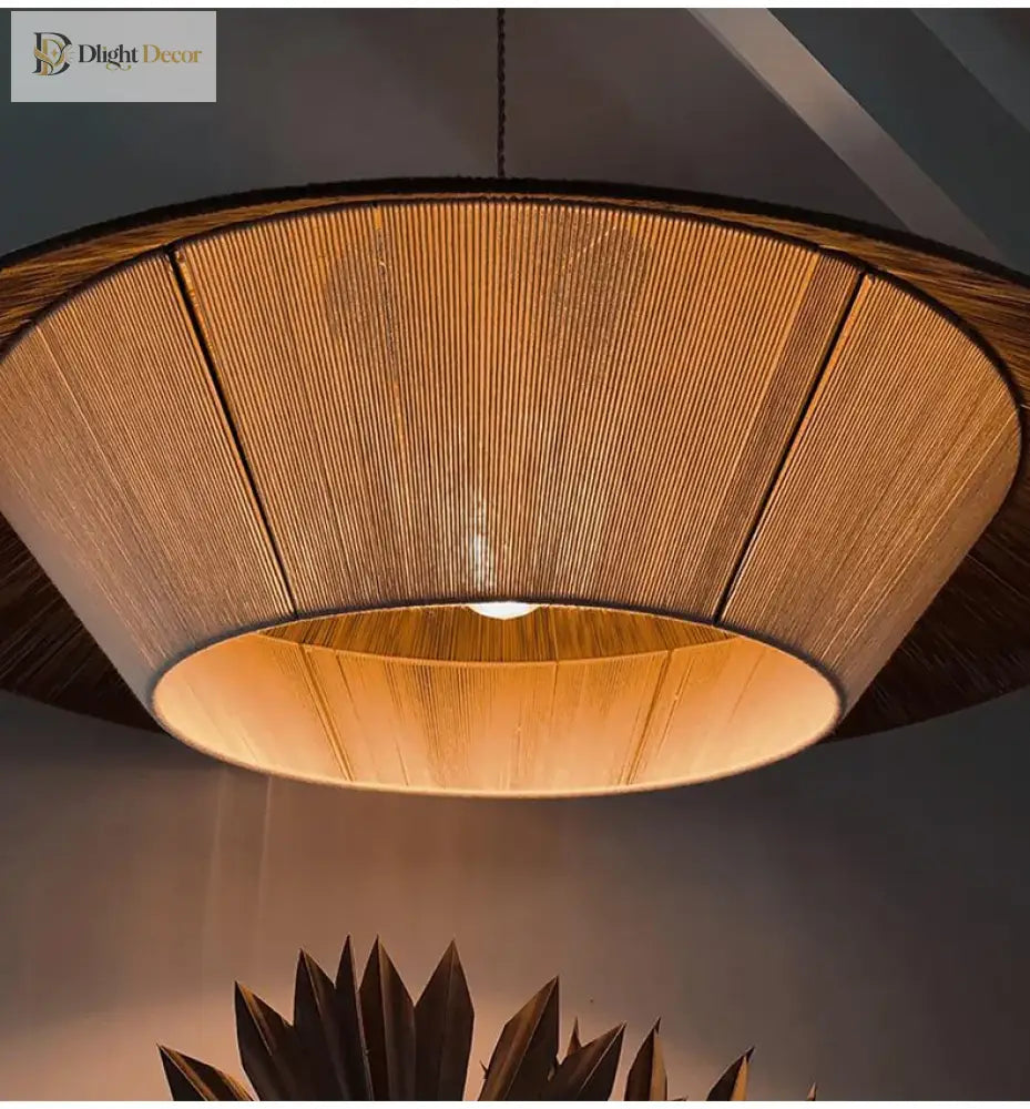 Japanese - Inspired Retro Chandelier - Woven Hemp Rope Pendant Lamp For Creative Home Decor Lights